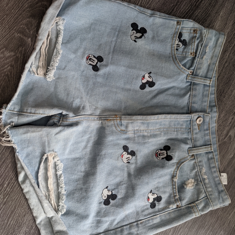 Denim Shorts with Embroidered Mickey's!